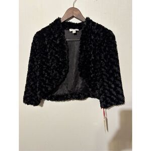 Brand New Elle Women's Size XXL Black Plush Cropped Tedy Jacket